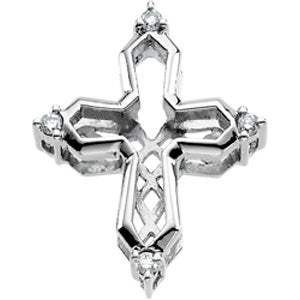 14K White Gold Diamond Unity Cross