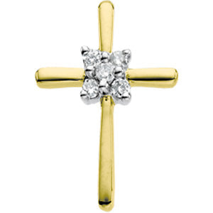 14K Yellow Gold 14Ky Rhod Pltd Diamond Unity Cross