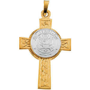 14K Yellow Gold/White Two Tone Us Army Cross at Catholic Shop