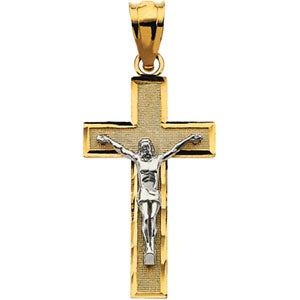 14K Yellow Gold/White Tt Crucifix Pendant