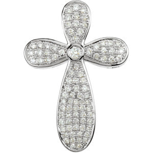 14K White Gold 5/8 Ct Tw Diamond Cross at Catholic Shop