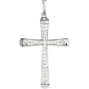 14K White Gold 1/4 Ct Tw Diamond Cross at Catholic Shop