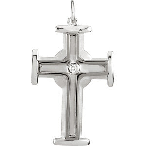 Sterling Silver .04 CTW Diamond Cross Pendant