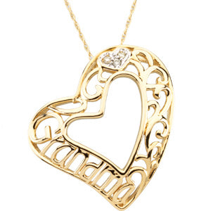 14KY/RHODIUM PLATED Grandma Heart Pendant at Catholic Shop