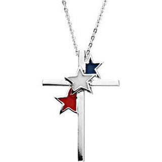 Sterling Silver United We Stand Cross 18" Necklace