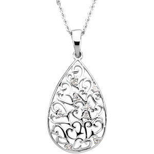 Sterling Silver Tear of Sympathy 18" Necklace