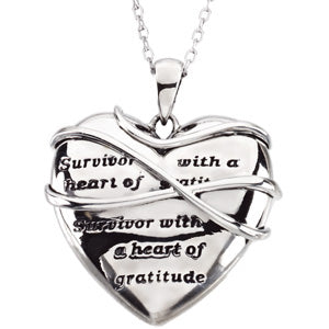 Sterling Silver Surv with Heart Of Grat Pendant with Bx