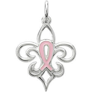 14K White 21.3X16.8 MM Pink Pourri Charm/Pendant