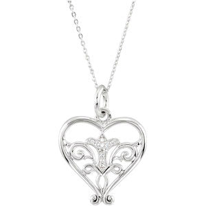 Sterling Silver Pure Heart Neckla with CaRound & Box