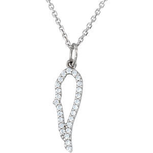 14K White 1/8 CTW Diamond Angel Wing 18" Necklace