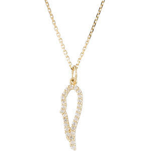14K Gold 1/8 CTW Diamond Angel Wing 18" Necklace