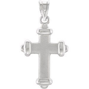 14K White Gold Hollow Cross Pendant at Catholic Shop