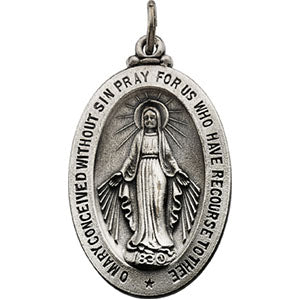 Sterling Silver Miraculous Medal with Out Chain