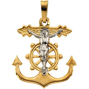 14K White Gold Mariners Cross Pendant at Catholic Shop