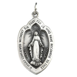 Sterling Silver Miraculous Medal with Chain at Catholic Shop