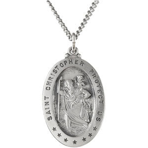 Sterling Silver St. Christopher Pendant with Chain