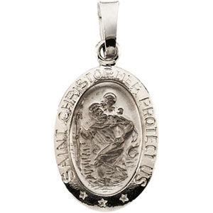 14K White Gold St. Christopher Pendant
