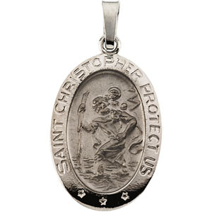 14K White Gold St. Christopher Pendant