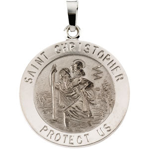 14K White Gold St. Christopher Pendant