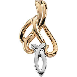 10K Yellow and White Two Tone Fish Pendant with Hidden at Catholic Shop