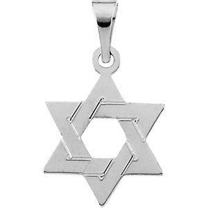 14K White Gold Star Of David Pendant