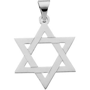 14K White Gold Star Of David Pendant