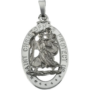 14K White Gold St. Christopher Pendant