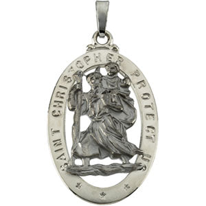 14K White Gold St. Christopher Pendant