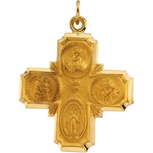 14K Yellow Gold 4-Way Cross Pendant