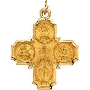 14K Yellow Gold 4-Way Cross Pendant