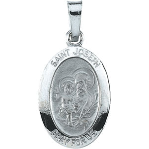 14K White Gold St. Joseph Pendant