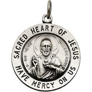Sterling Silver Sacred Heart Of Jesus Pendant with Chain