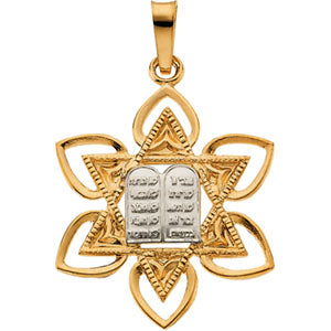 14K Yellow Gold/White Two Tone Star Of David Pendant
