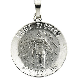14K White Gold St.Florian Medal at Catholic Shop