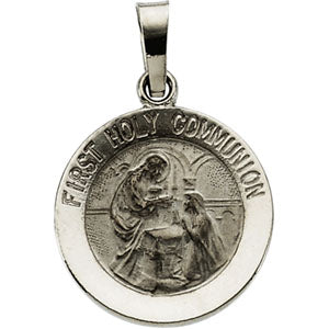 14K White Gold First Communion Pendant