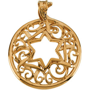 14K Yellow Gold Star Of David Pendant