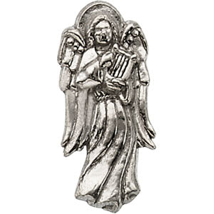 14K Gold Angel with Harp Lapel Pin at Catholic Shop
