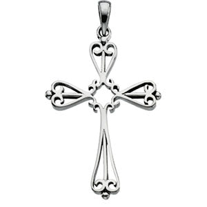14K White Gold Cross Pendant