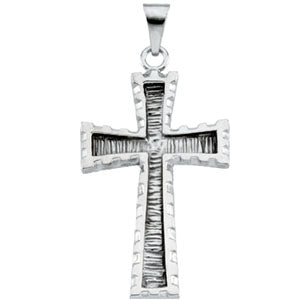 14K White Gold Cross Pendant