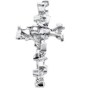 14K White Gold Cross Pendant