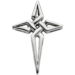14K White Gold Cross Pendant