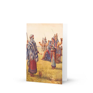 Anniversary Card - Rebekah Meets Isaac Vintage Bible Print: front