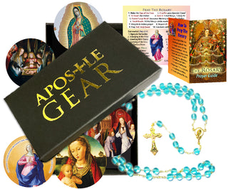 Turquoise Glass Bead Rosary - Gift Set