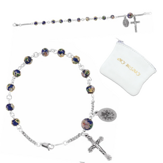 Cobalt Cloisonne Rosary Bracelet