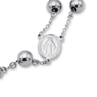 Traditional Tri Tone Rosary Necklace Five Decade Catholic Prayer Beads 10 mm