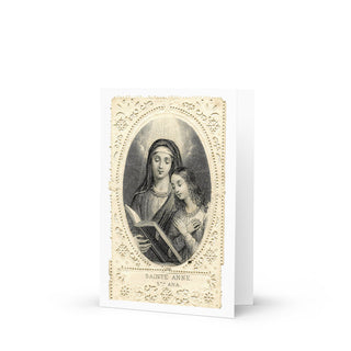 Thank You Teacher Card - St. Anne Teaching Mary Vintage Holy Card: front