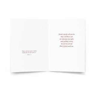 Thank You Teacher Card - St. Anne Teaching Mary Vintage Holy Card: inside