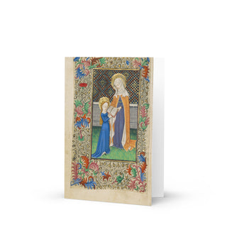 Thank You Teacher Card - St. Anne Teaching the Virgin to Read Illuminated Manuscript: front