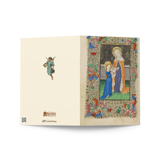 Thank You Teacher Card - St. Anne Teaching the Virgin to Read Illuminated Manuscript: outside