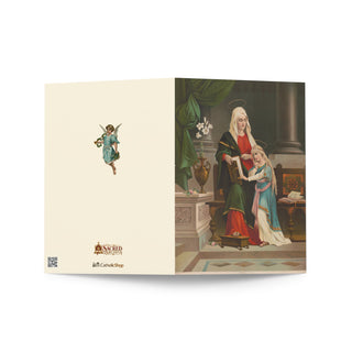 Thank You Teacher Card - St. Anne Teaching the Virgin Vintage Lithograph: outside